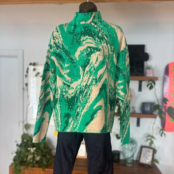 Christian Siriano New York – Marbled Green Sweater – Size M - Picture 4 of 9